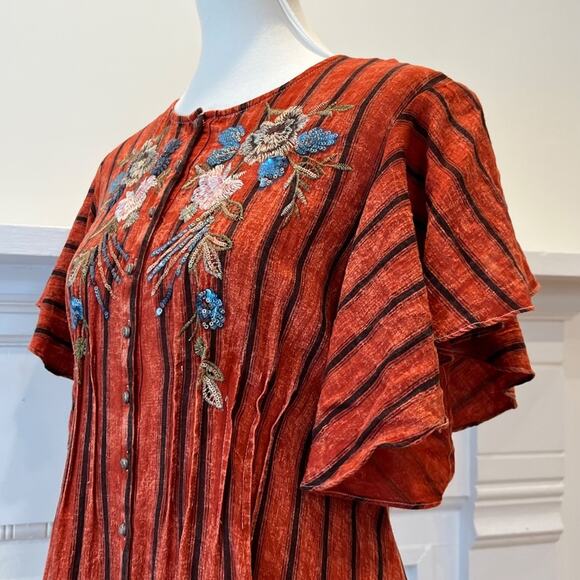 Anthropologie Medium Dress Boho Midi Embroidered Aratta Silent Journey RARE - Picture 10 of 15